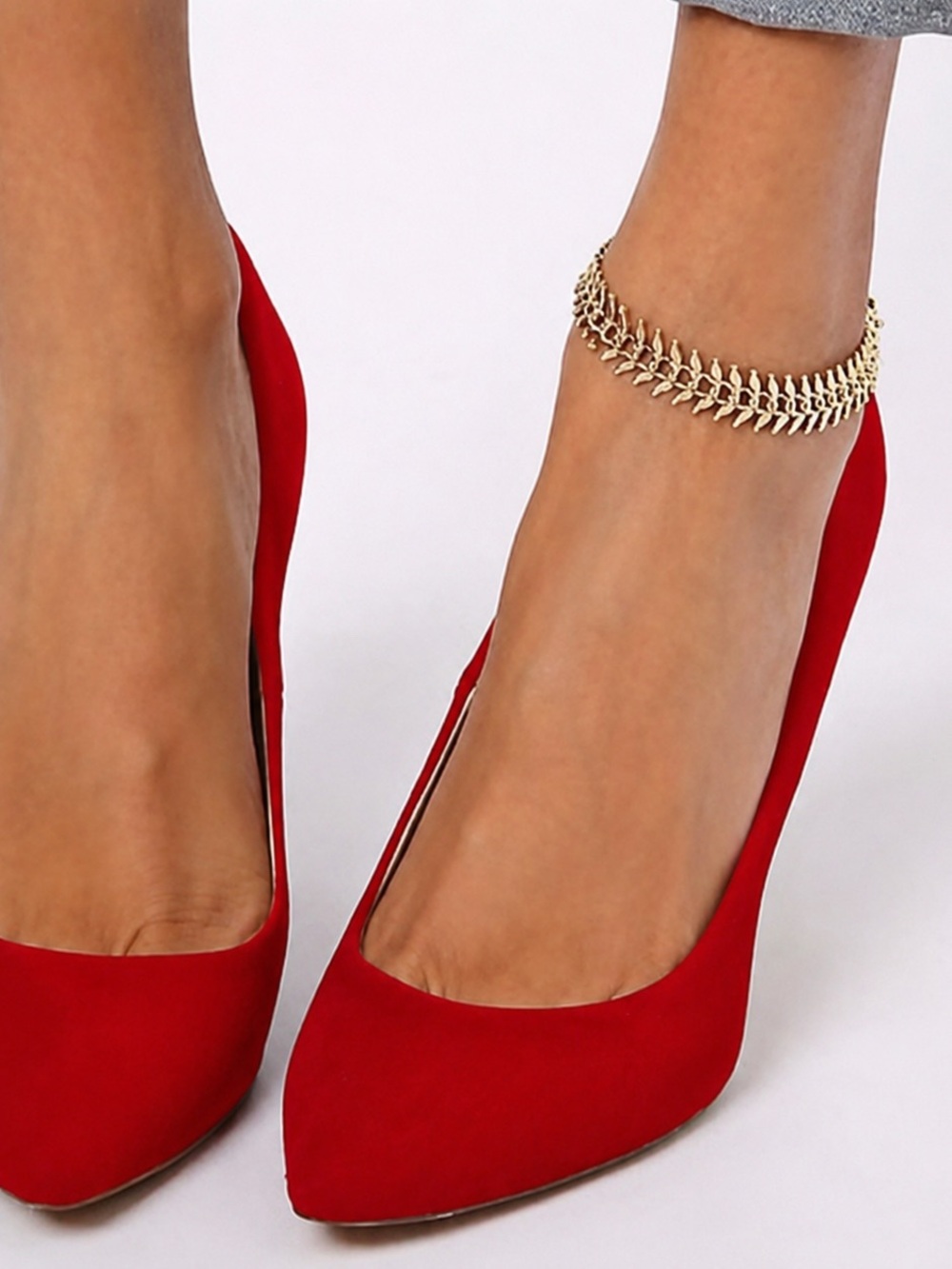 18k gold filled centipede/chevron-style anklet